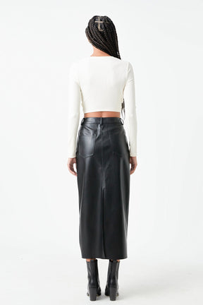 GREY LAB - Front Twist Cropped Long Sleeve - TOPS available at Objectrare
