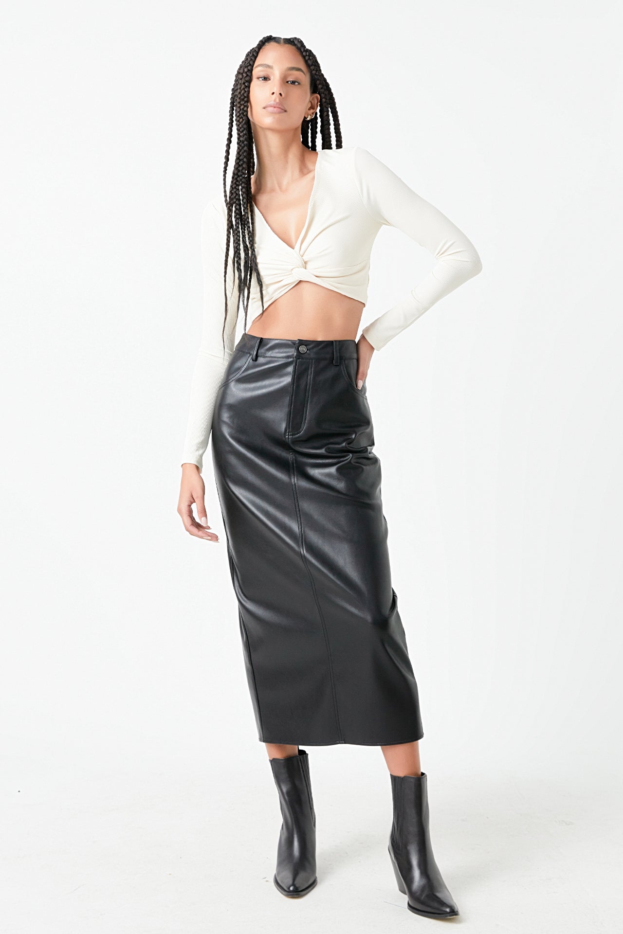 GREY LAB - Front Twist Cropped Long Sleeve - TOPS available at Objectrare