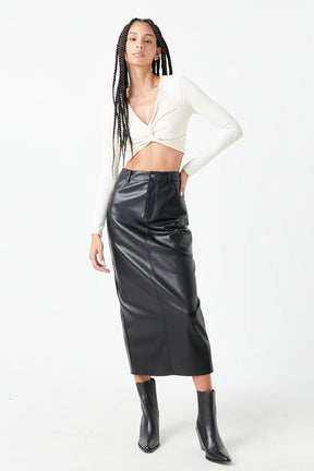 GREY LAB - Front Twist Cropped Long Sleeve - TOPS available at Objectrare