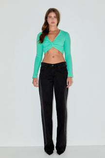 GREY LAB - Front Twist Cropped Long Sleeve - TOPS available at Objectrare
