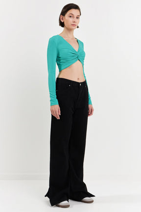 GREY LAB - Front Twist Cropped Long Sleeve - TOPS available at Objectrare