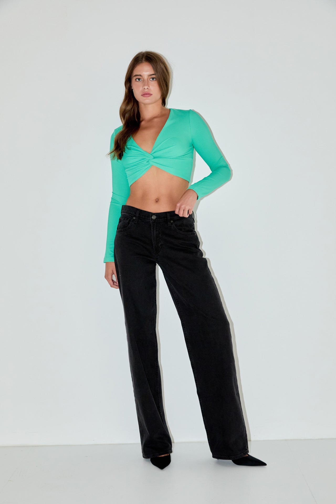 GREY LAB - Front Twist Cropped Long Sleeve - TOPS available at Objectrare