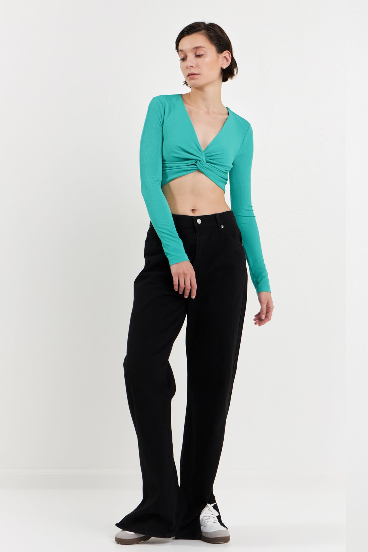 GREY LAB - Front Twist Cropped Long Sleeve - TOPS available at Objectrare