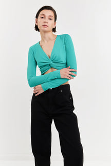 GREY LAB - Front Twist Cropped Long Sleeve - TOPS available at Objectrare