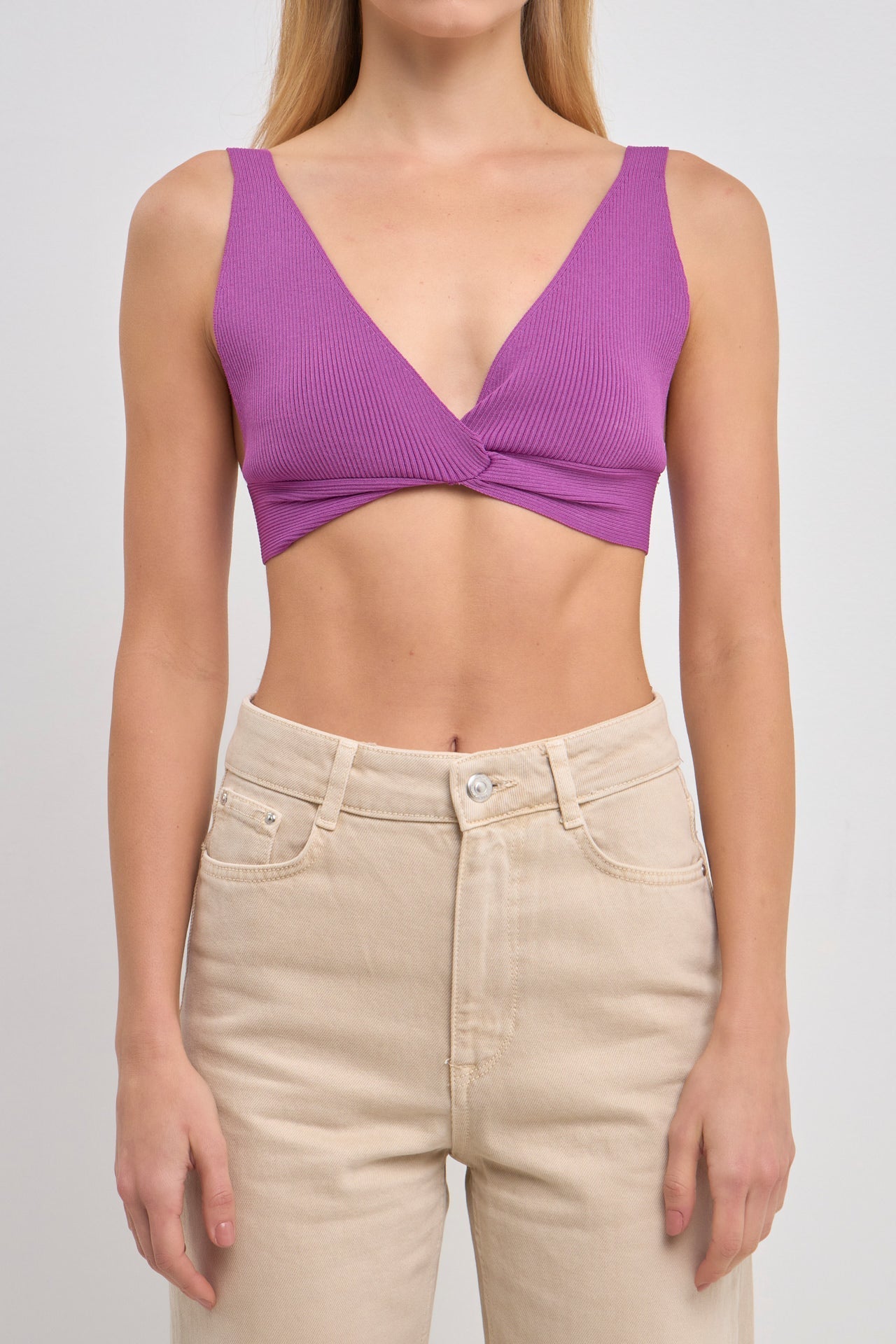 ENDLESS ROSE - Twisted Ribbed Bralette - CAMI TOPS & TANK available at Objectrare