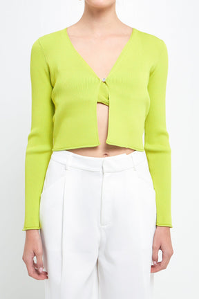 ENDLESS ROSE - Single Button Fine Rib Cardigan - SWEATERS & KNITS available at Objectrare