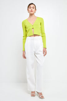 ENDLESS ROSE - Single Button Fine Rib Cardigan - SWEATERS & KNITS available at Objectrare