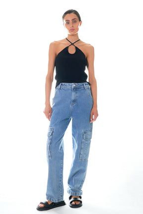 GREY LAB - Crossover Skinny Rib Knit Top - TOPS available at Objectrare
