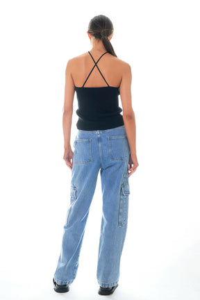 GREY LAB - Crossover Skinny Rib Knit Top - TOPS available at Objectrare