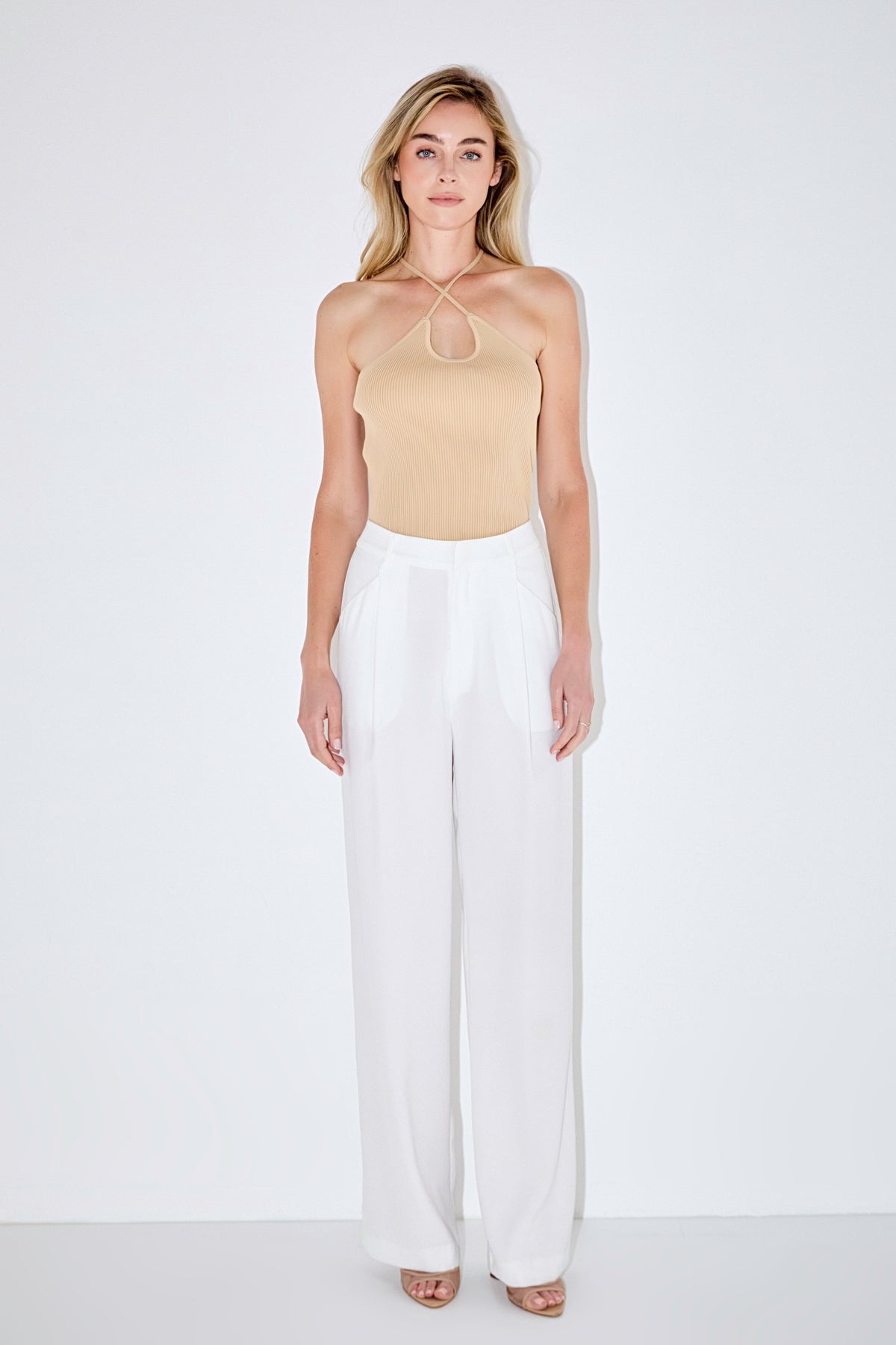 MARSY - Crossover Skinny Rib Knit Top - TOPS available at Objectrare