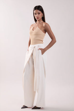 Crossover Skinny Rib Knit Top