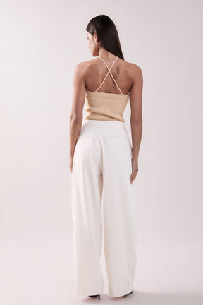 Crossover Skinny Rib Knit Top