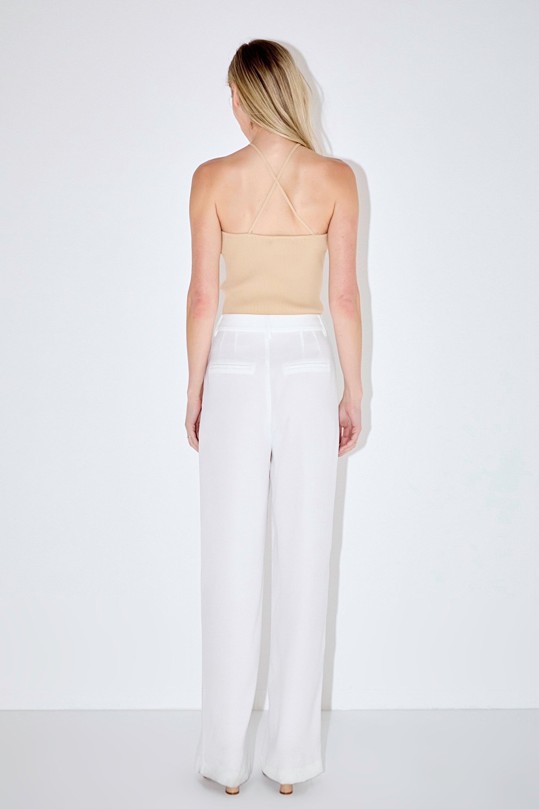 MARSY - Crossover Skinny Rib Knit Top - TOPS available at Objectrare