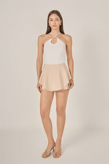 Crossover Skinny Rib Knit Top