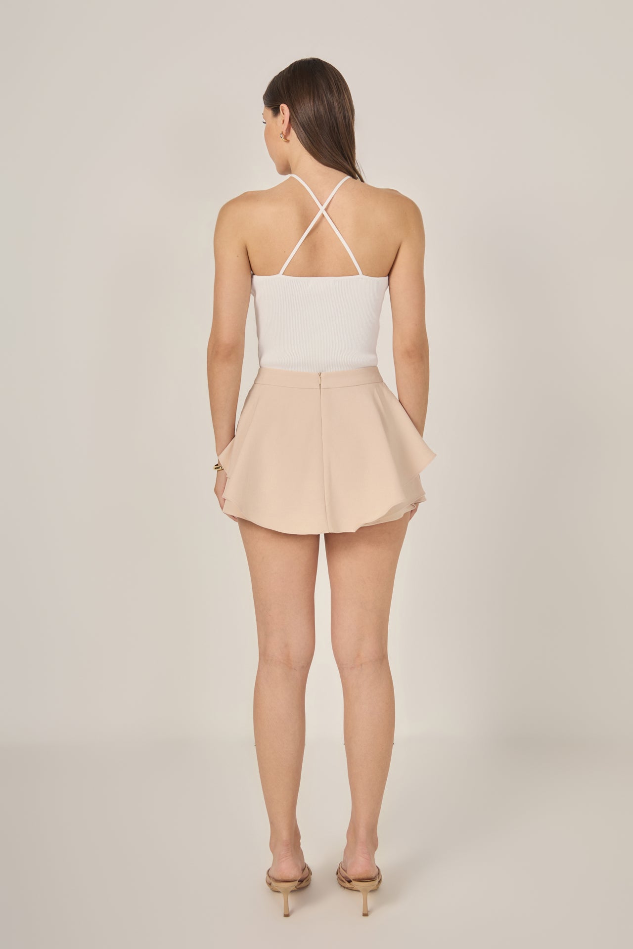 Crossover Skinny Rib Knit Top