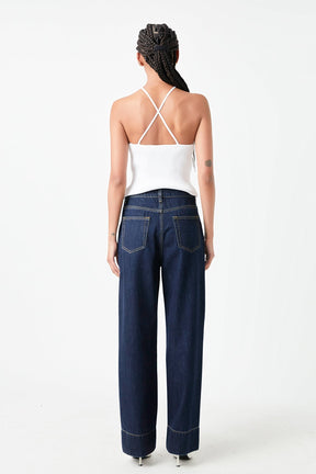 GREY LAB - Crossover Skinny Rib Knit Top - TOPS available at Objectrare