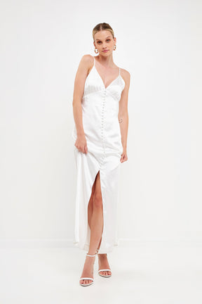 ENDLESS ROSE - Satin Button Down Maxi - DRESSES available at Objectrare