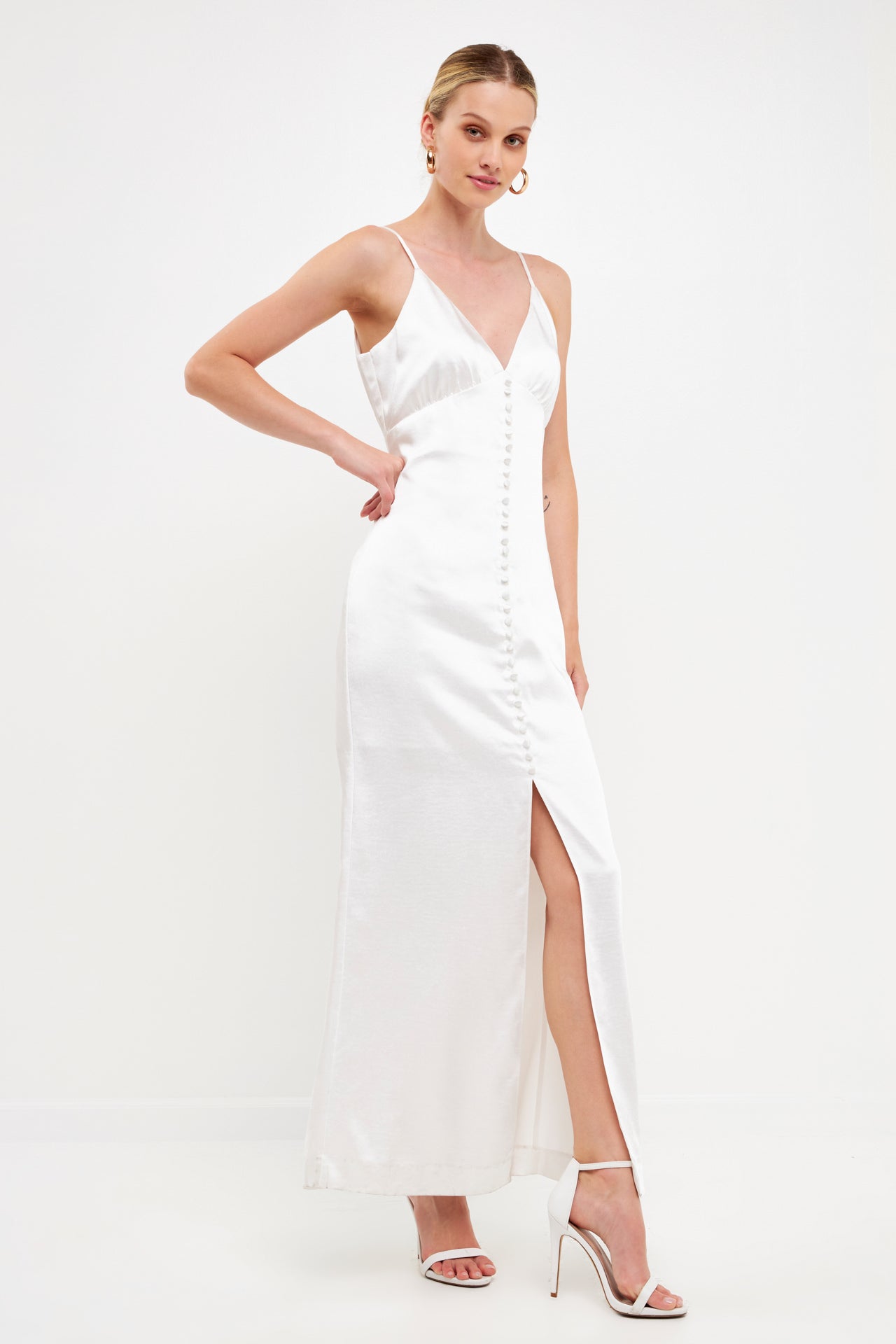 ENDLESS ROSE - Satin Button Down Maxi - DRESSES available at Objectrare