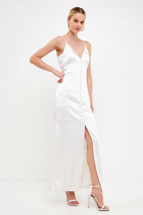 ENDLESS ROSE - Satin Button Down Maxi - DRESSES available at Objectrare
