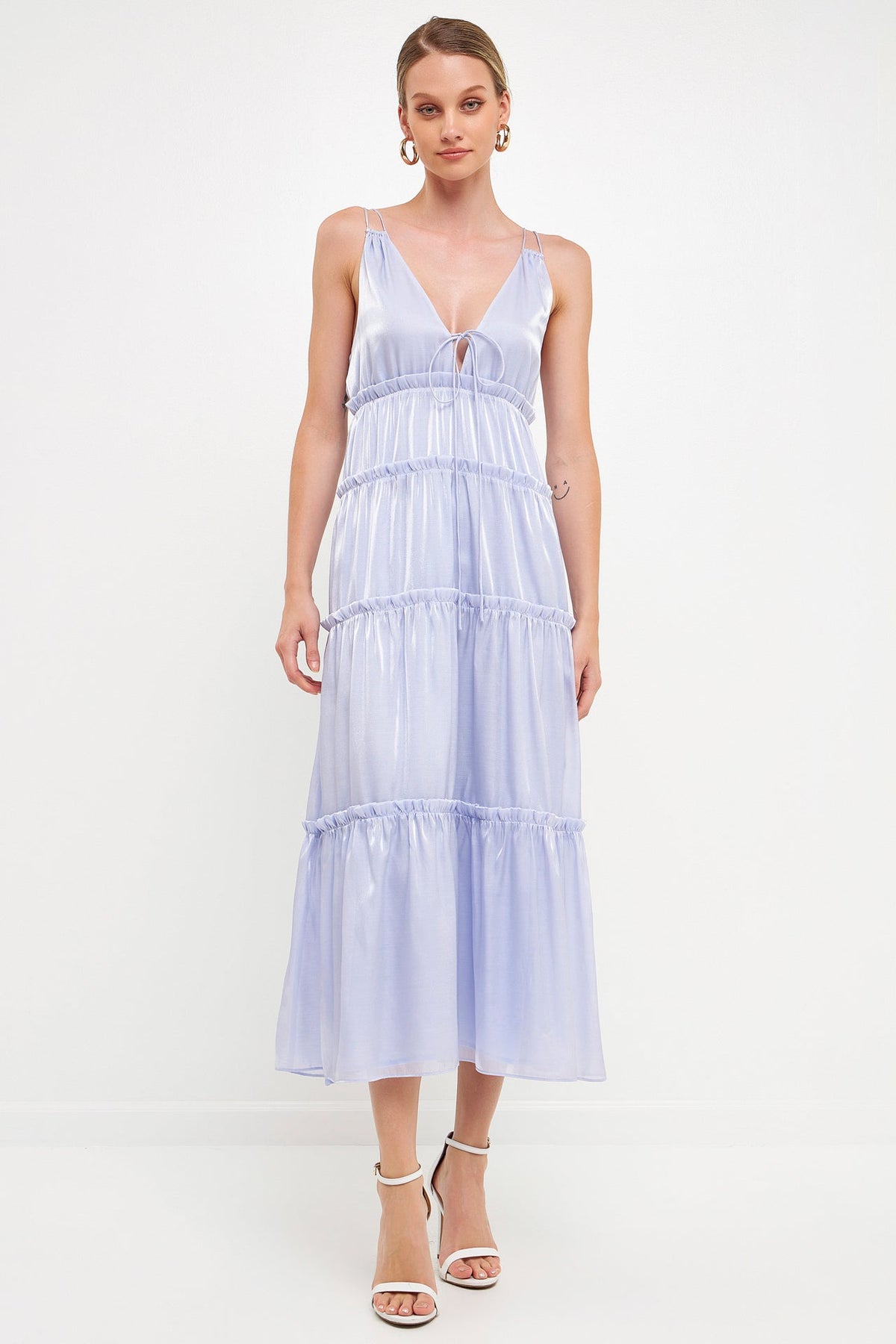 ENDLESS ROSE - Light Sheen Front Tie Maxi Gown - DRESSES available at Objectrare