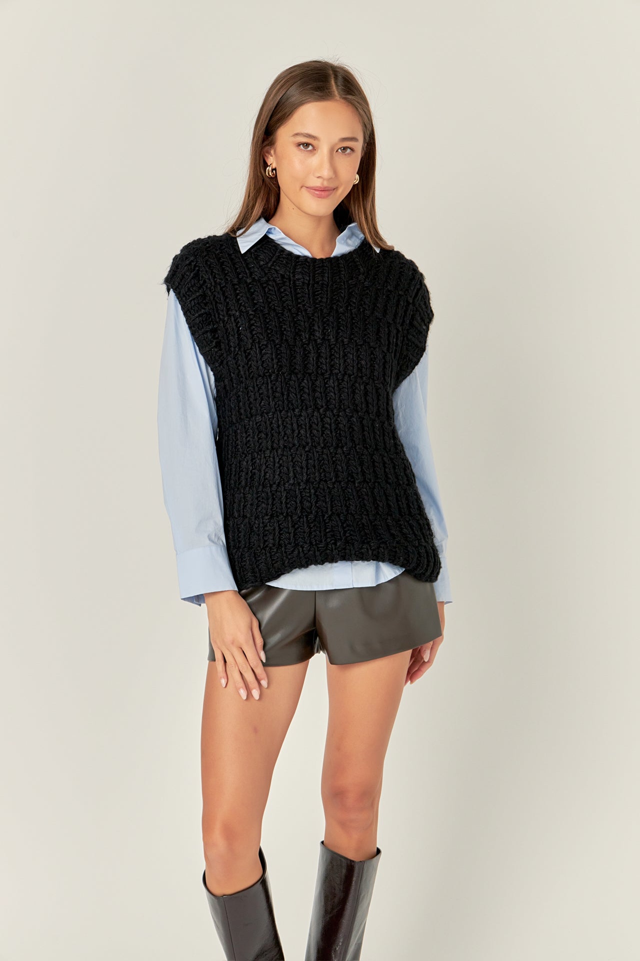 ENGLISH FACTORY - Chunky Knit Sweater Vest - SWEATERS & KNITS available at Objectrare