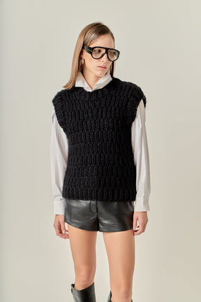 ENGLISH FACTORY - Chunky Knit Sweater Vest - SWEATERS & KNITS available at Objectrare