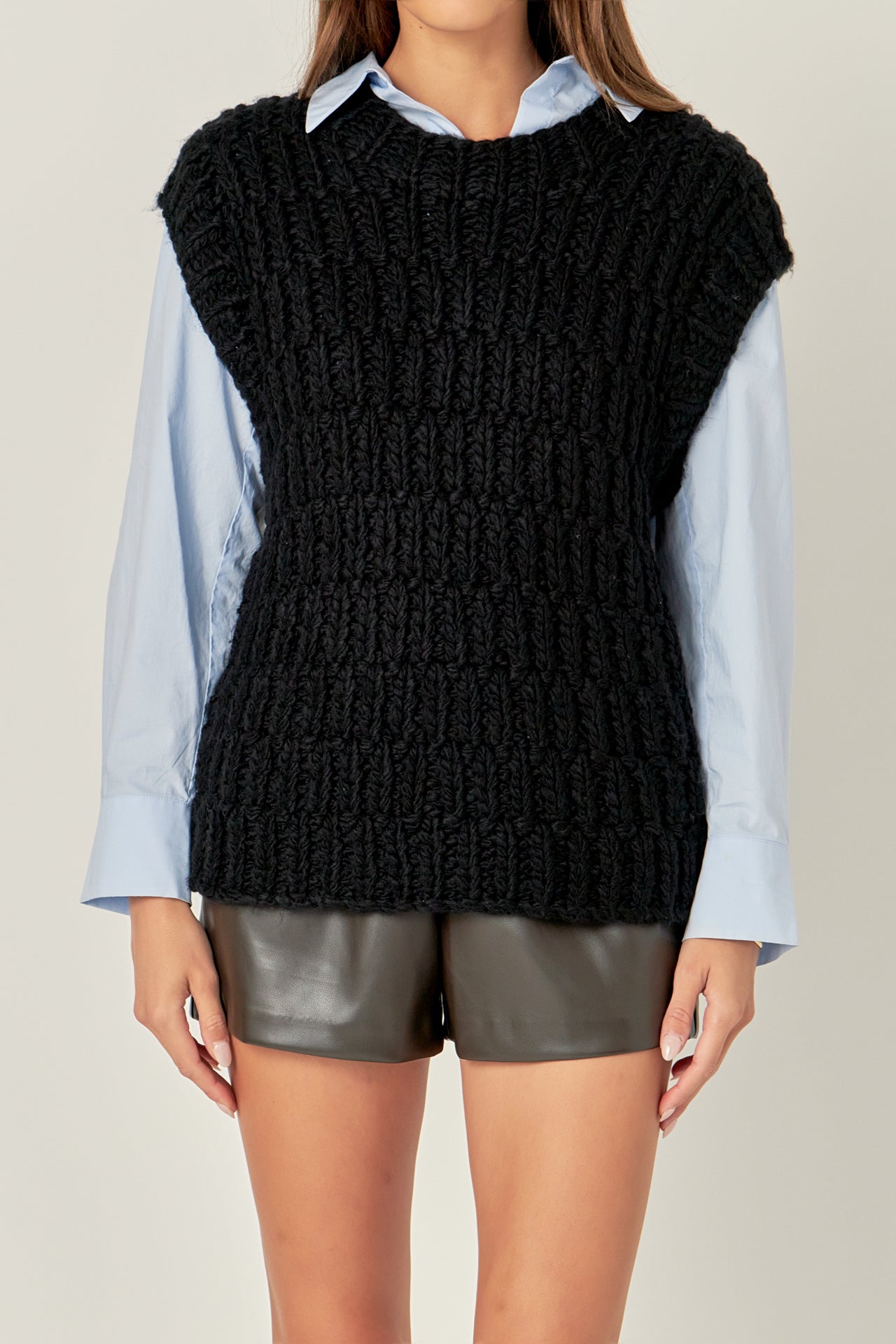 ENGLISH FACTORY - Chunky Knit Sweater Vest - SWEATERS & KNITS available at Objectrare