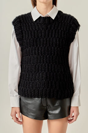 ENGLISH FACTORY - Chunky Knit Sweater Vest - SWEATERS & KNITS available at Objectrare