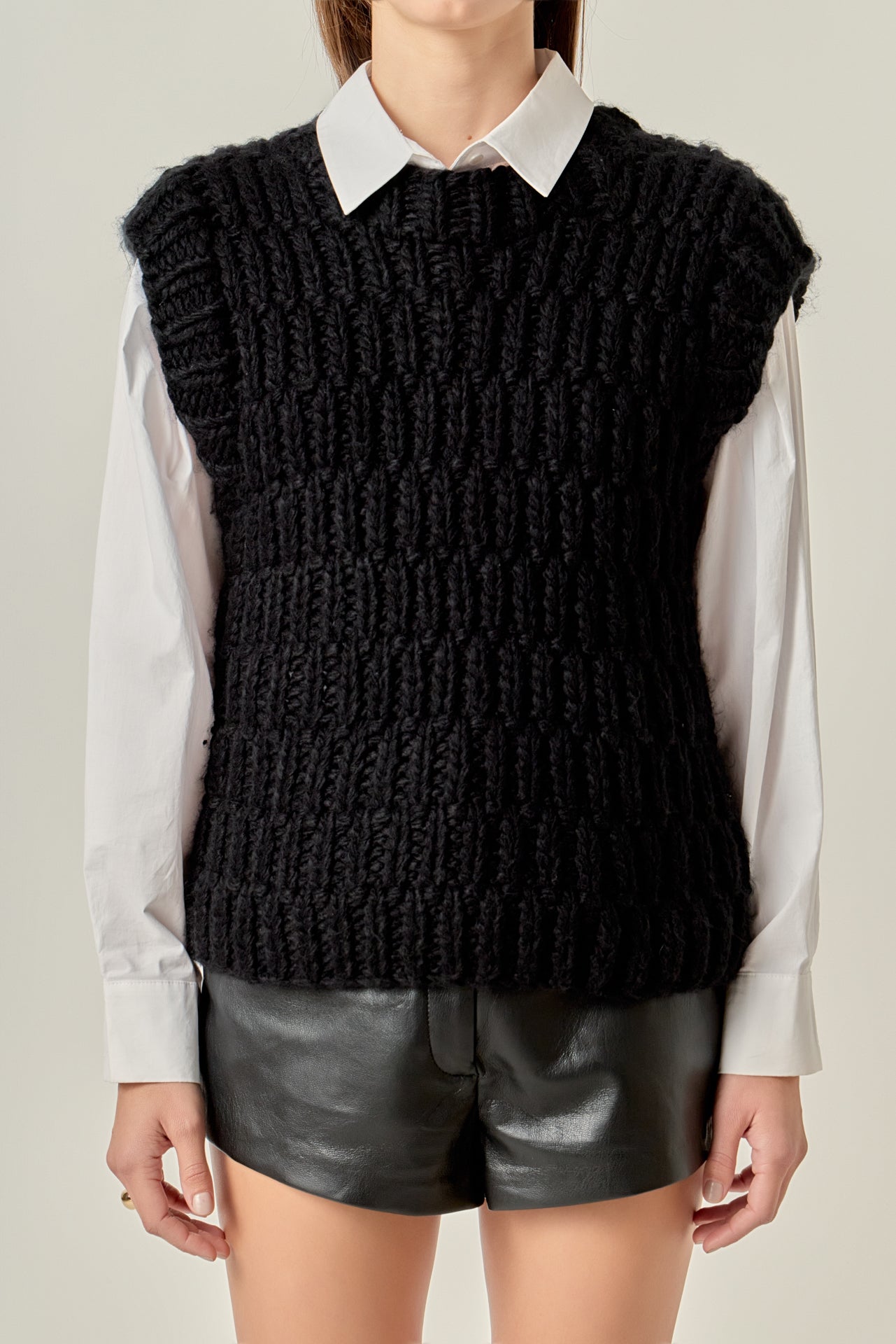ENGLISH FACTORY - Chunky Knit Sweater Vest - SWEATERS & KNITS available at Objectrare