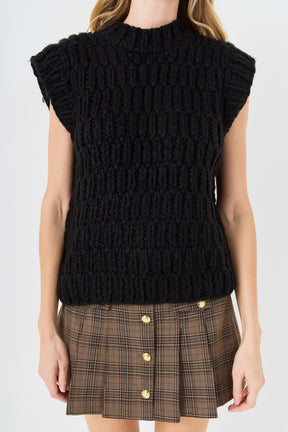 ENGLISH FACTORY - Chunky Knit Sweater Vest - SWEATERS & KNITS available at Objectrare