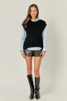 ENGLISH FACTORY - Chunky Knit Sweater Vest - SWEATERS & KNITS available at Objectrare