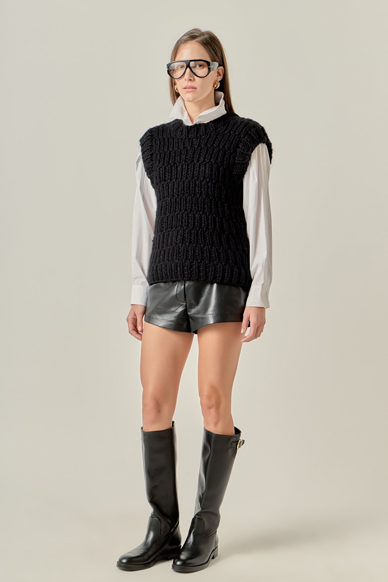 ENGLISH FACTORY - Chunky Knit Sweater Vest - SWEATERS & KNITS available at Objectrare