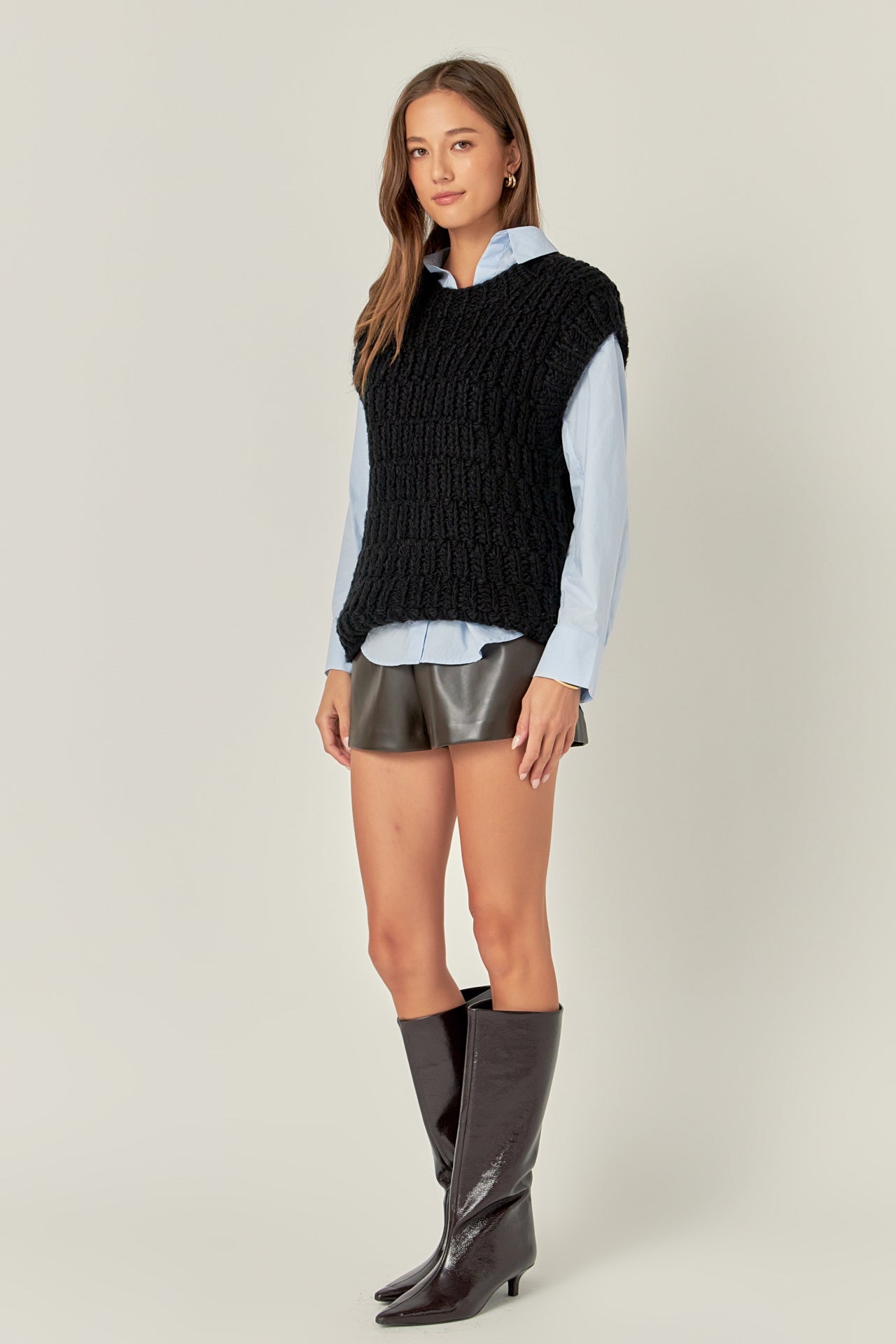 ENGLISH FACTORY - Chunky Knit Sweater Vest - SWEATERS & KNITS available at Objectrare