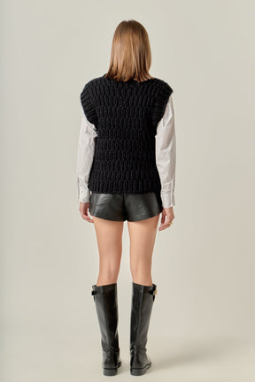 ENGLISH FACTORY - Chunky Knit Sweater Vest - SWEATERS & KNITS available at Objectrare