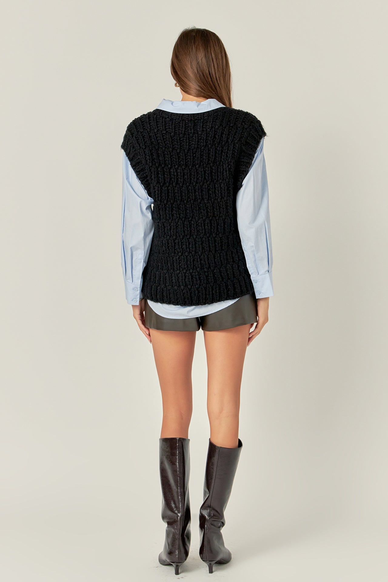 ENGLISH FACTORY - Chunky Knit Sweater Vest - SWEATERS & KNITS available at Objectrare