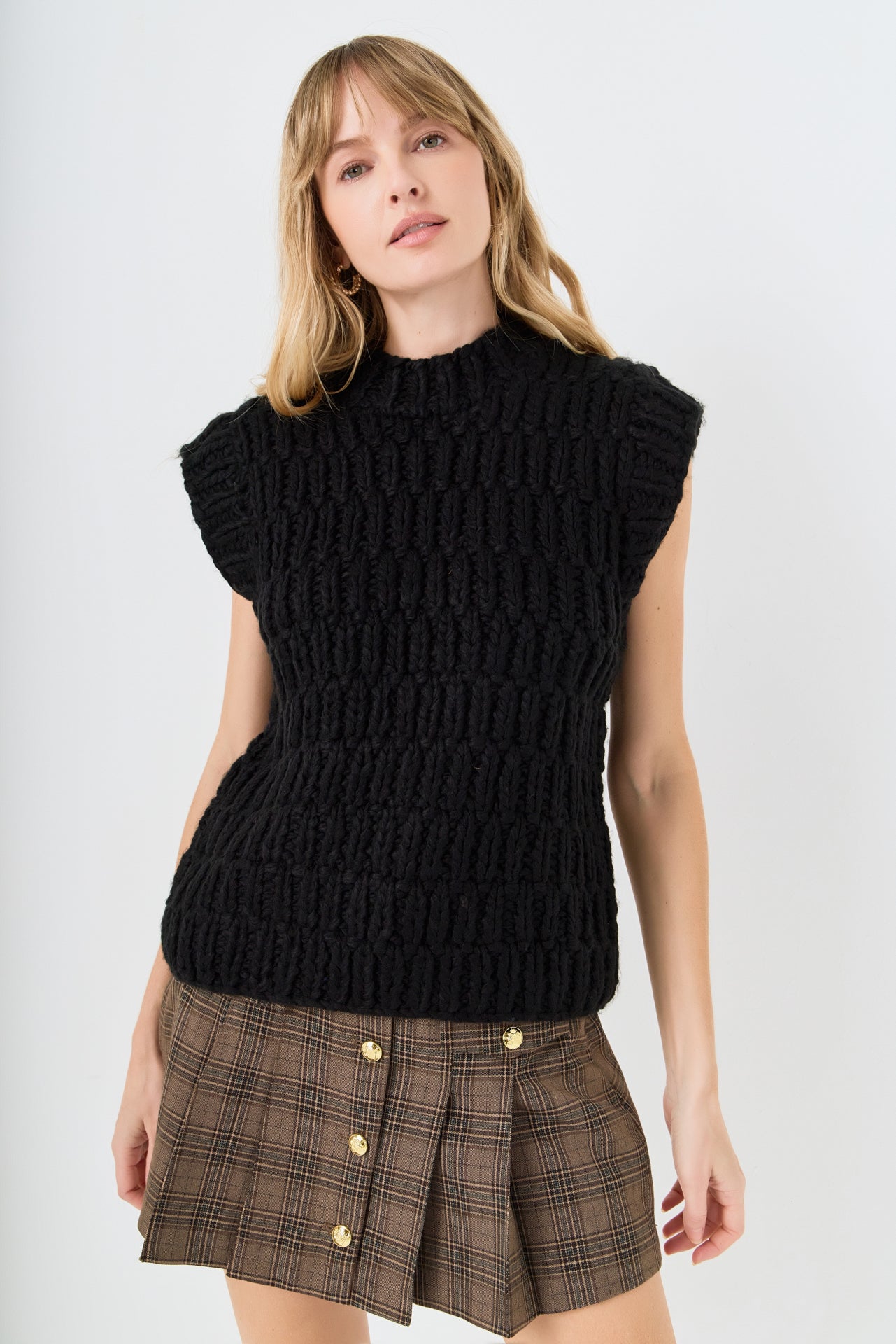 ENGLISH FACTORY - Chunky Knit Sweater Vest - SWEATERS & KNITS available at Objectrare