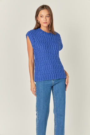 ENGLISH FACTORY - Chunky Knit Sweater Vest - SWEATERS & KNITS available at Objectrare