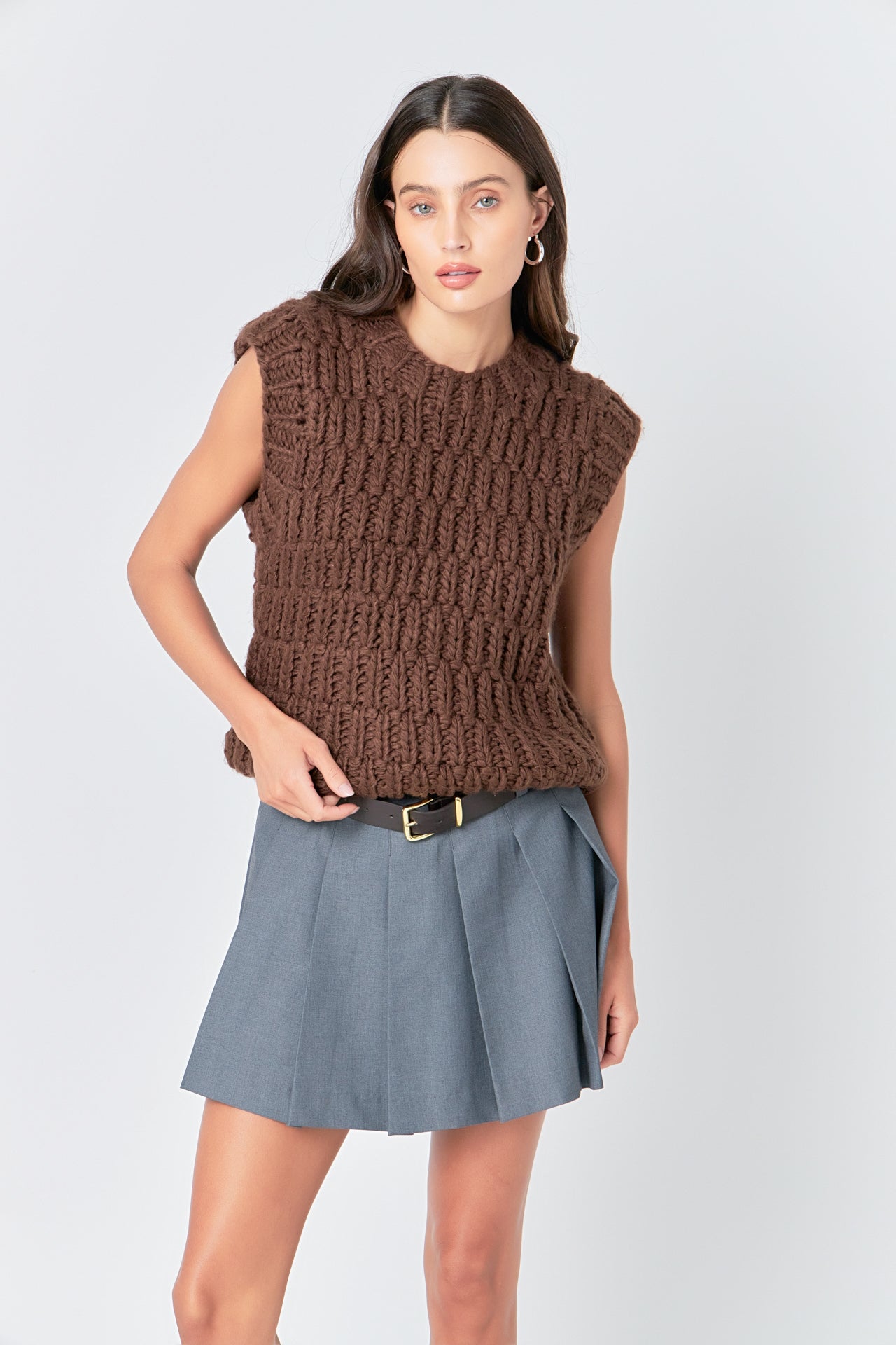 ENGLISH FACTORY - Chunky Knit Sweater Vest - SWEATERS & KNITS available at Objectrare