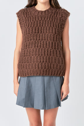 ENGLISH FACTORY - Chunky Knit Sweater Vest - SWEATERS & KNITS available at Objectrare