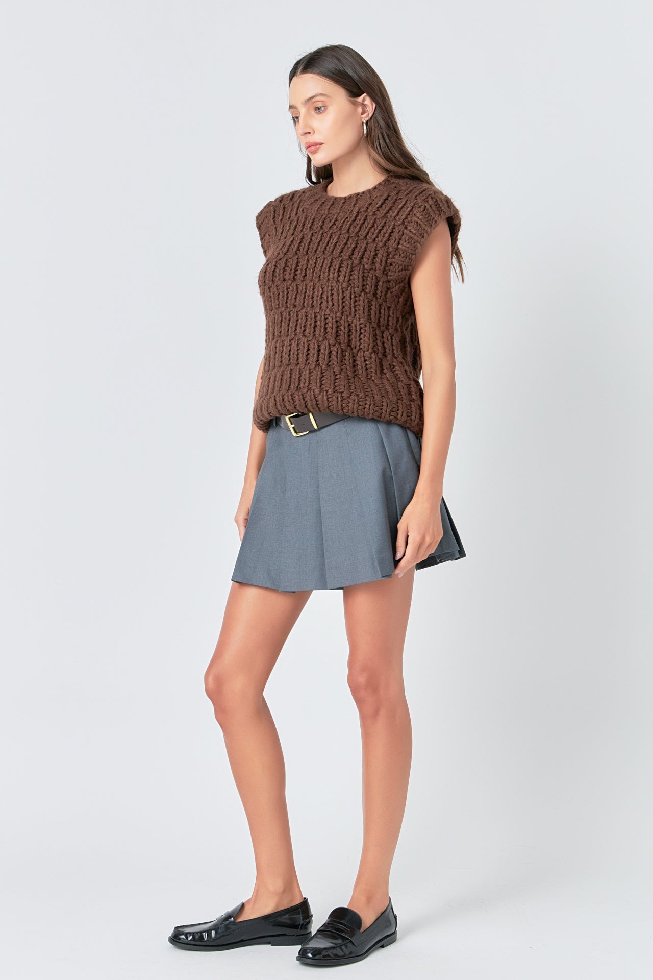 ENGLISH FACTORY - Chunky Knit Sweater Vest - SWEATERS & KNITS available at Objectrare