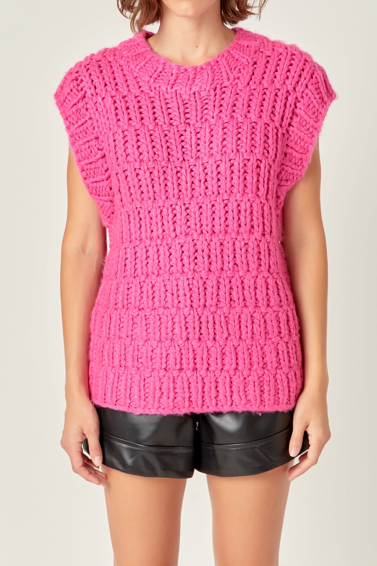 ENGLISH FACTORY - Chunky Knit Sweater Vest - SWEATERS & KNITS available at Objectrare