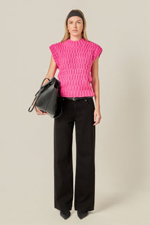 ENGLISH FACTORY - Chunky Knit Sweater Vest - SWEATERS & KNITS available at Objectrare