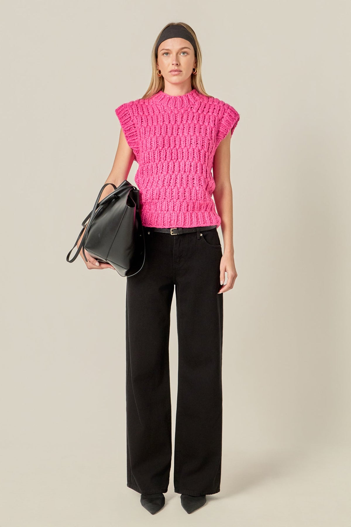 ENGLISH FACTORY - Chunky Knit Sweater Vest - SWEATERS & KNITS available at Objectrare