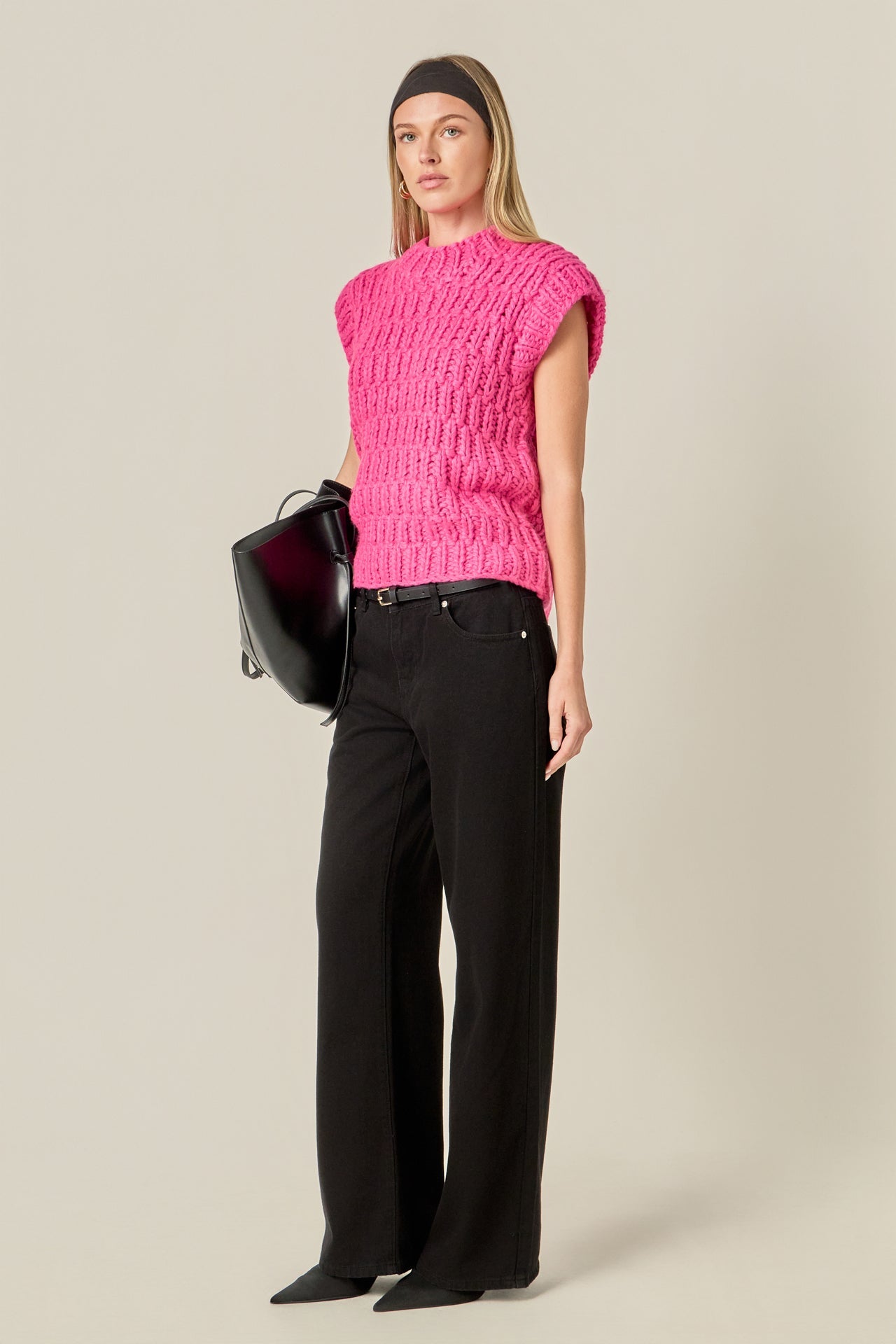 ENGLISH FACTORY - Chunky Knit Sweater Vest - SWEATERS & KNITS available at Objectrare