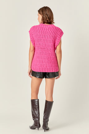 ENGLISH FACTORY - Chunky Knit Sweater Vest - SWEATERS & KNITS available at Objectrare