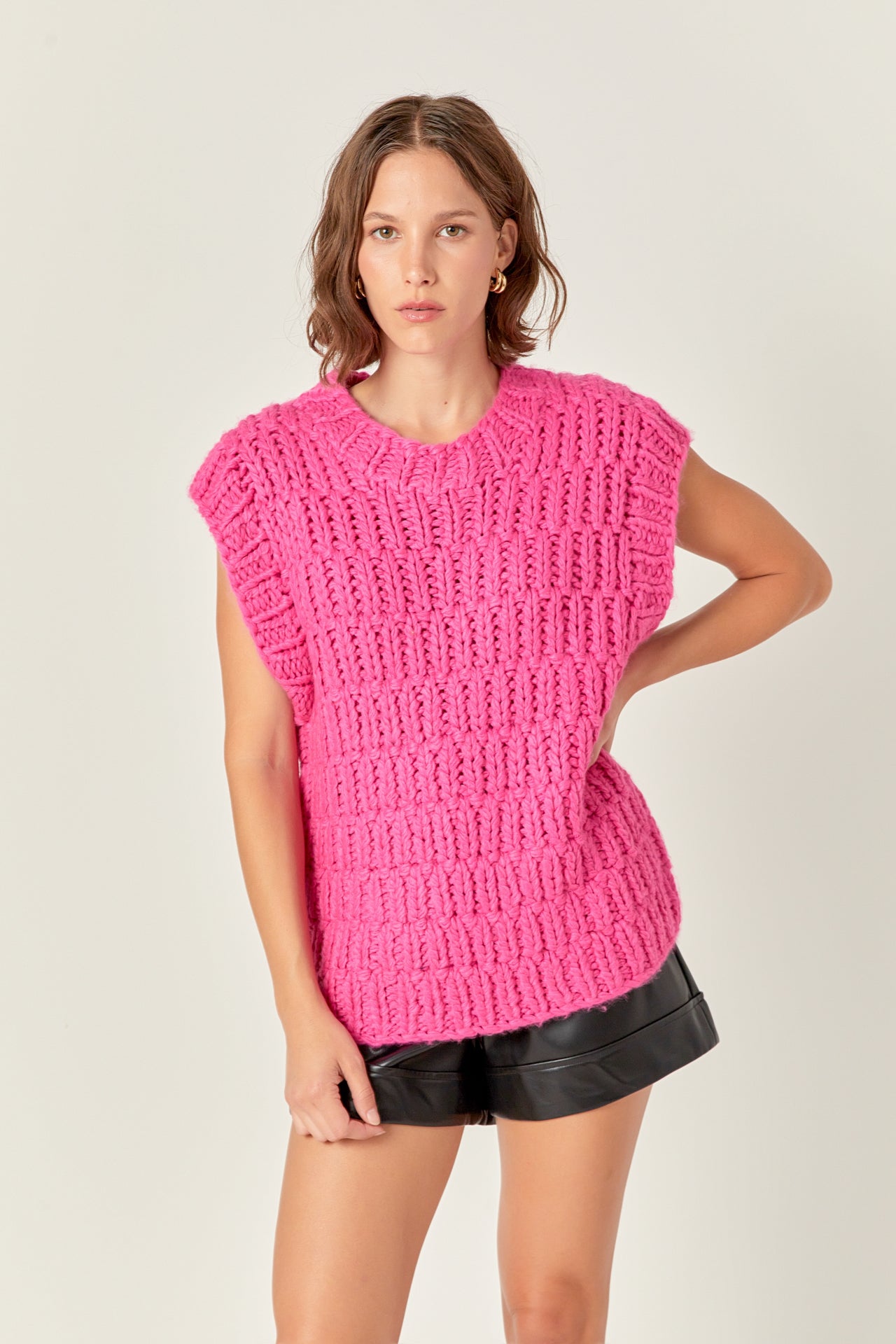 ENGLISH FACTORY - Chunky Knit Sweater Vest - SWEATERS & KNITS available at Objectrare