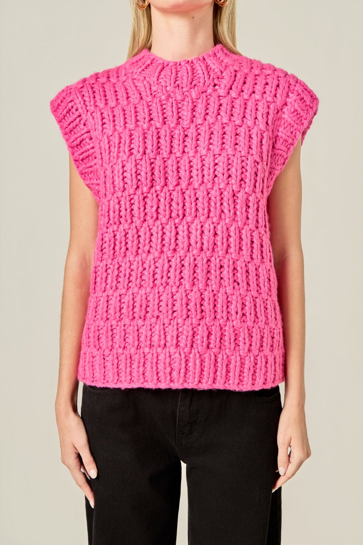 ENGLISH FACTORY - Chunky Knit Sweater Vest - SWEATERS & KNITS available at Objectrare