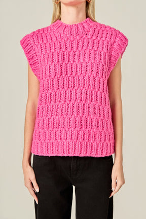 ENGLISH FACTORY - Chunky Knit Sweater Vest - SWEATERS & KNITS available at Objectrare