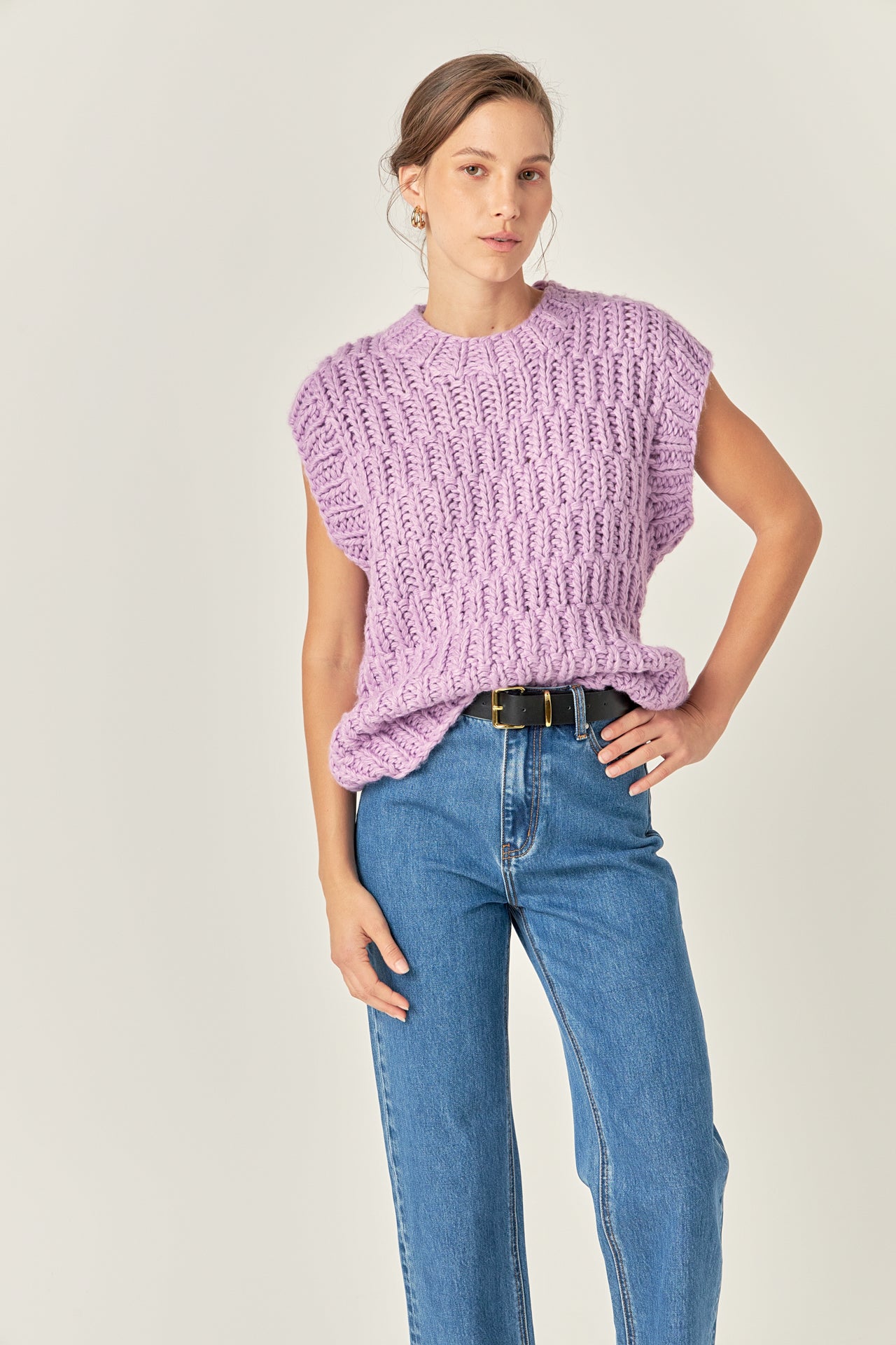 ENGLISH FACTORY - Chunky Knit Sweater Vest - SWEATERS & KNITS available at Objectrare