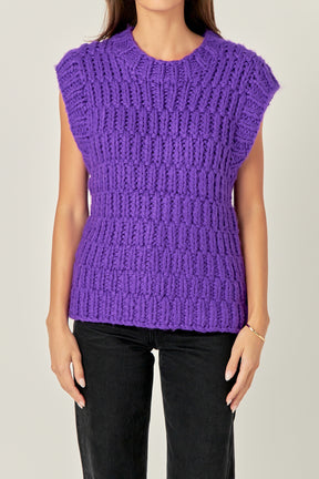 ENGLISH FACTORY - Chunky Knit Sweater Vest - SWEATERS & KNITS available at Objectrare